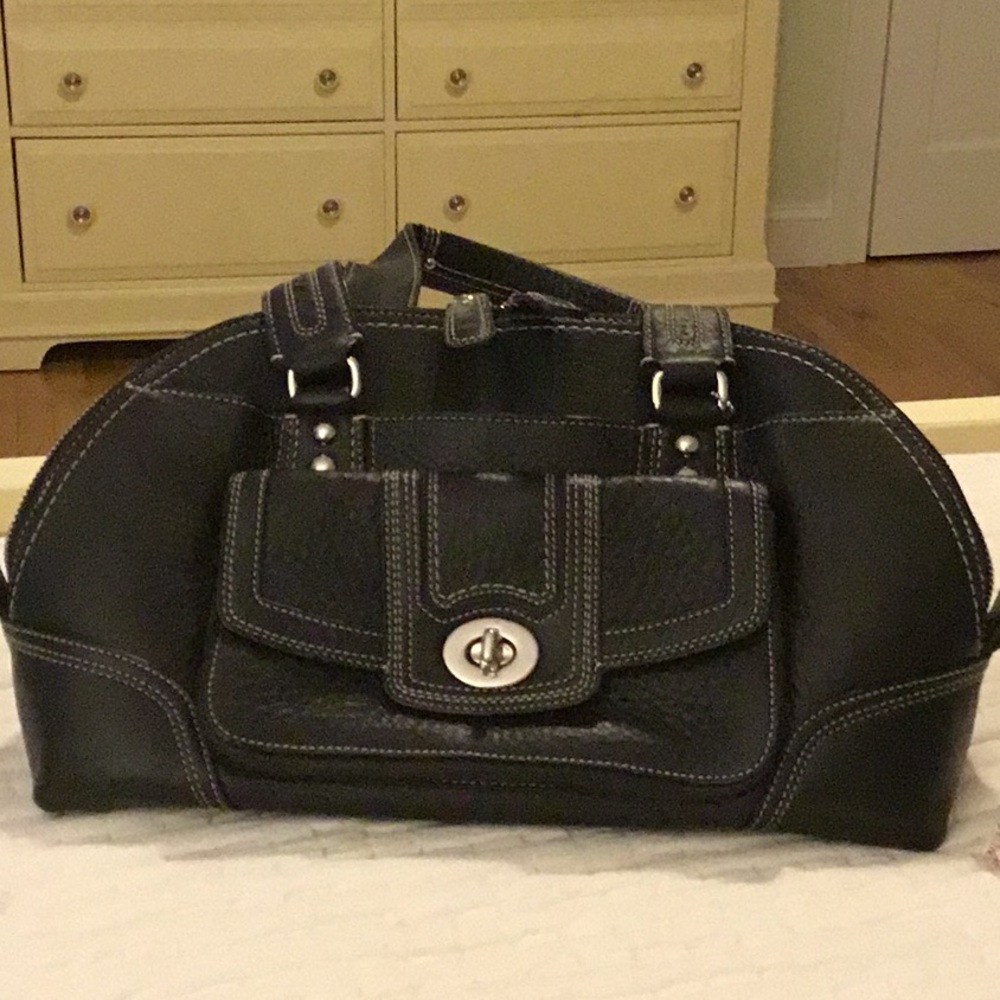 Coach black leather handbag